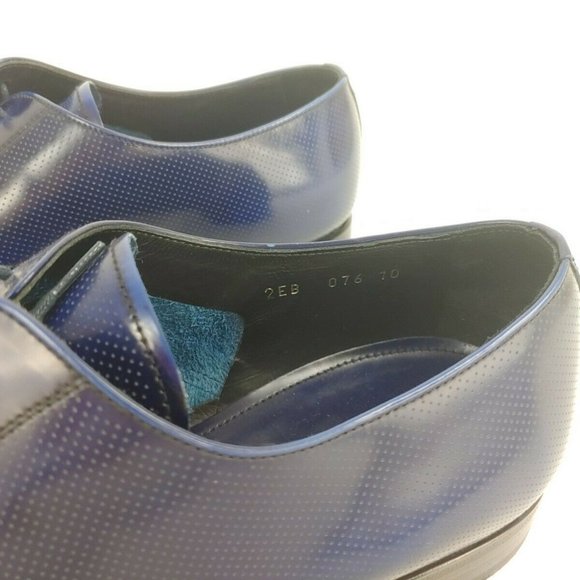 PRADA MEN'S BLUE LEATHER LACE UP SHOES SIZE US 10 - Picture 11 of 12